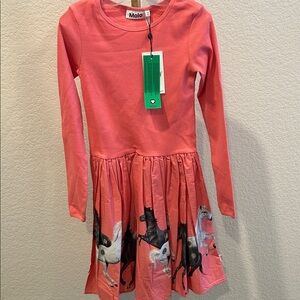NWT Molo Coral Horse Print Kids Dress 9